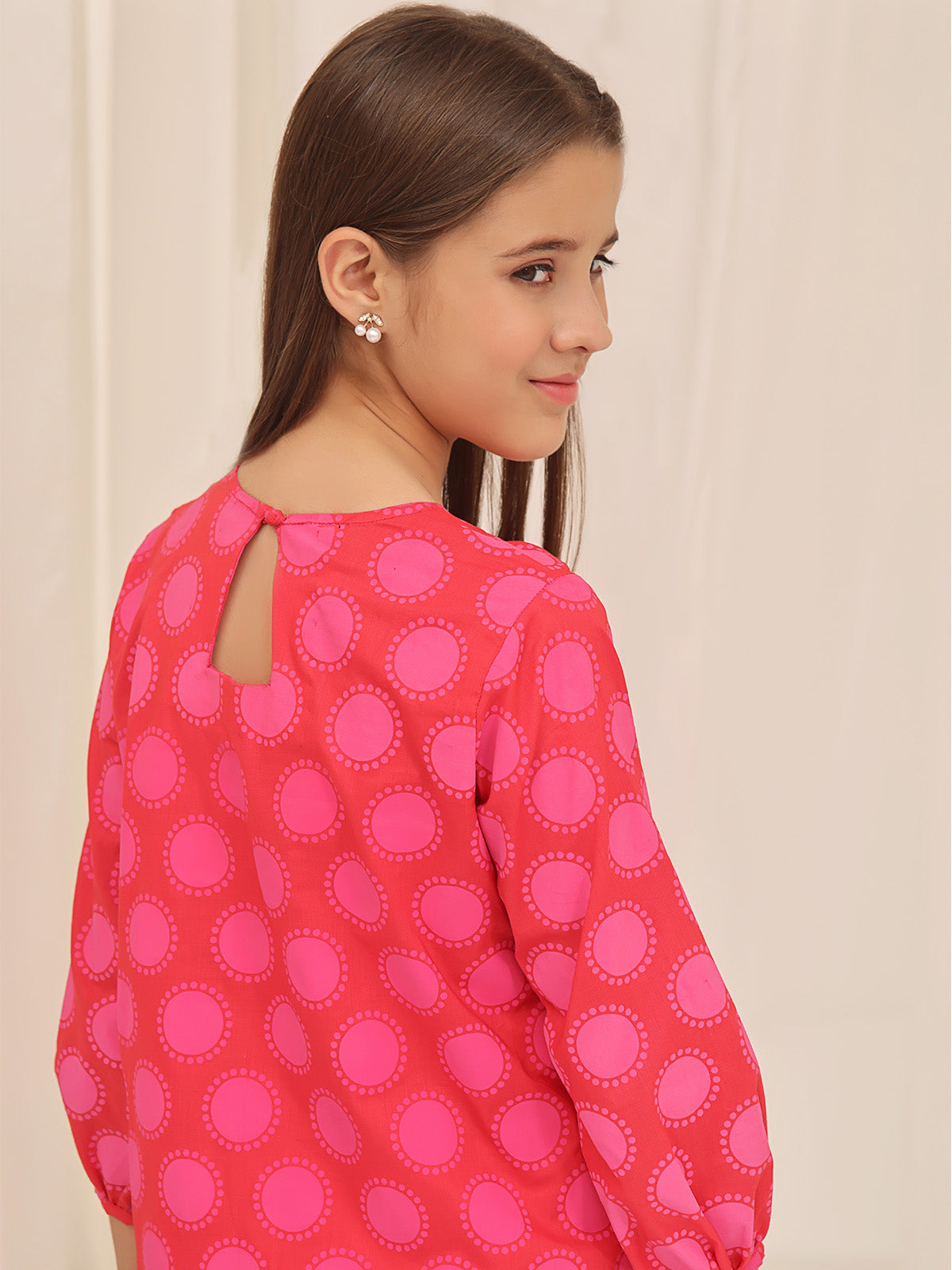 1Pc Printed Pret Kurti Cotton Dark Orange - OGKT-2310006