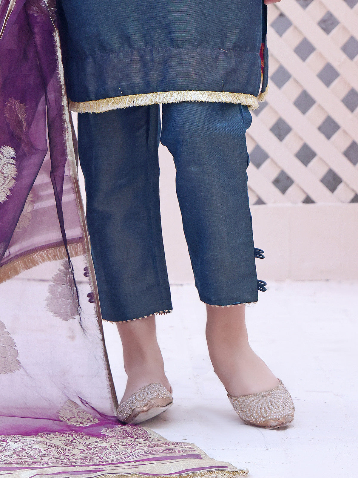 Girls' Navy Blue Masoori Trouser - OGSP-2209008-A