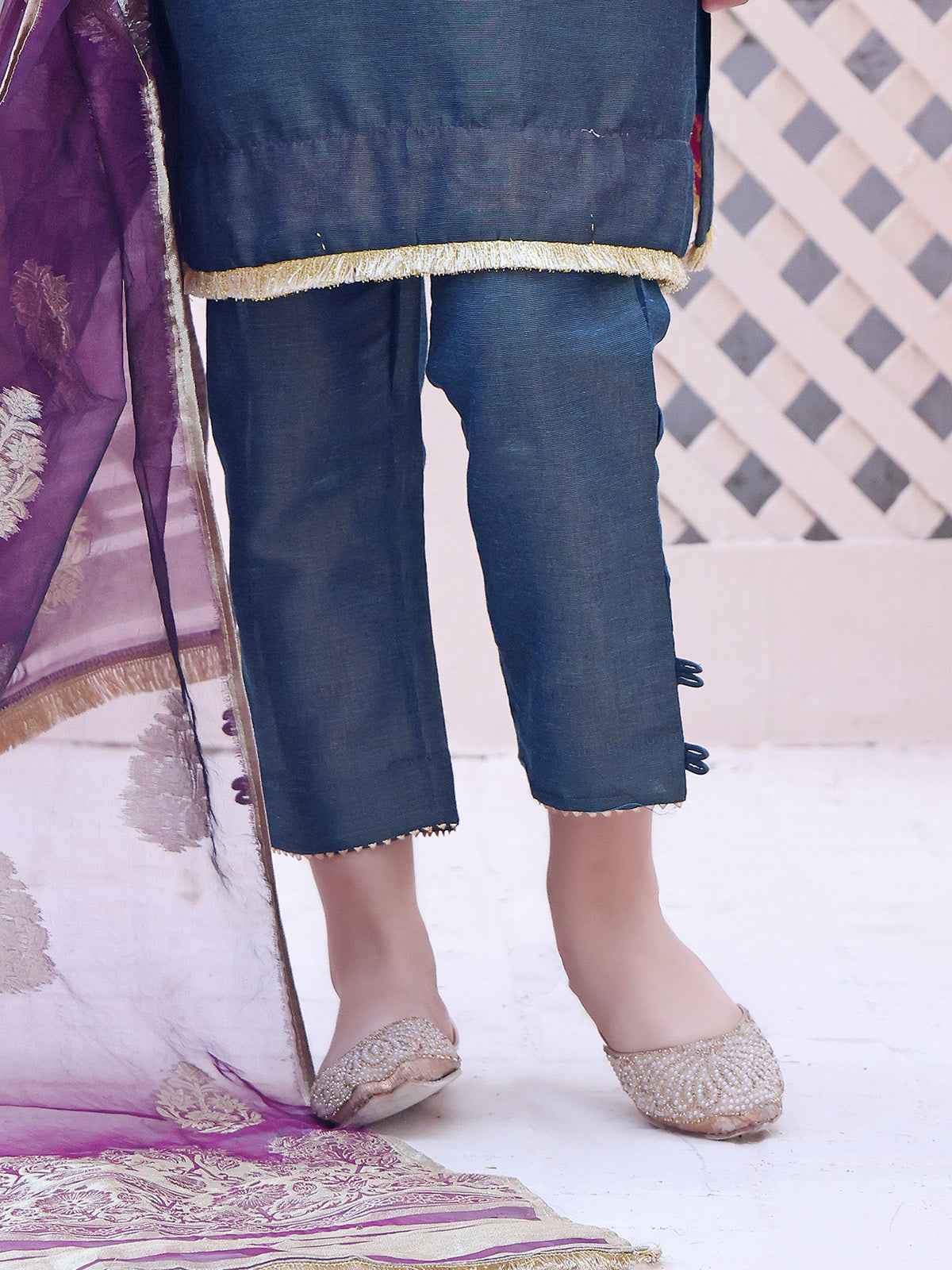 Girls' Navy Blue Masoori Trouser - OGSP-2209008-A