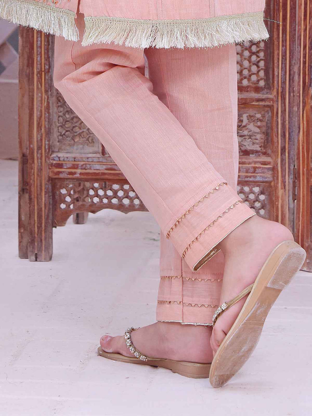 Girls' Peach Masoori Trouser - OGSP-2209011-A