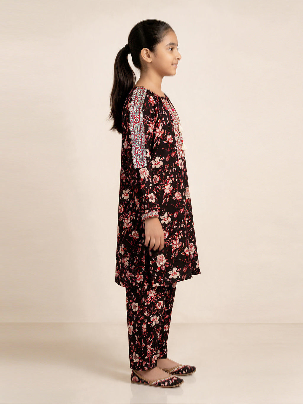 2Pc Printed Pret Shirt & Trouser Lawn Red & Black - OG2P-2506015-1