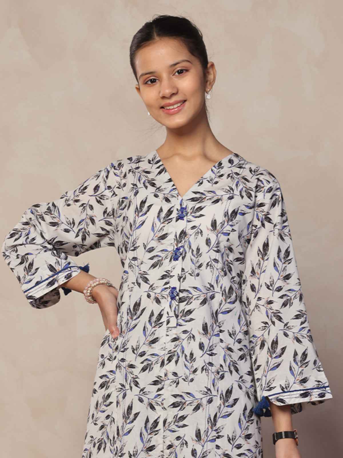 2Pc Printed Pret Shirt Trouser Lawn White & Black - OG2P-2412052