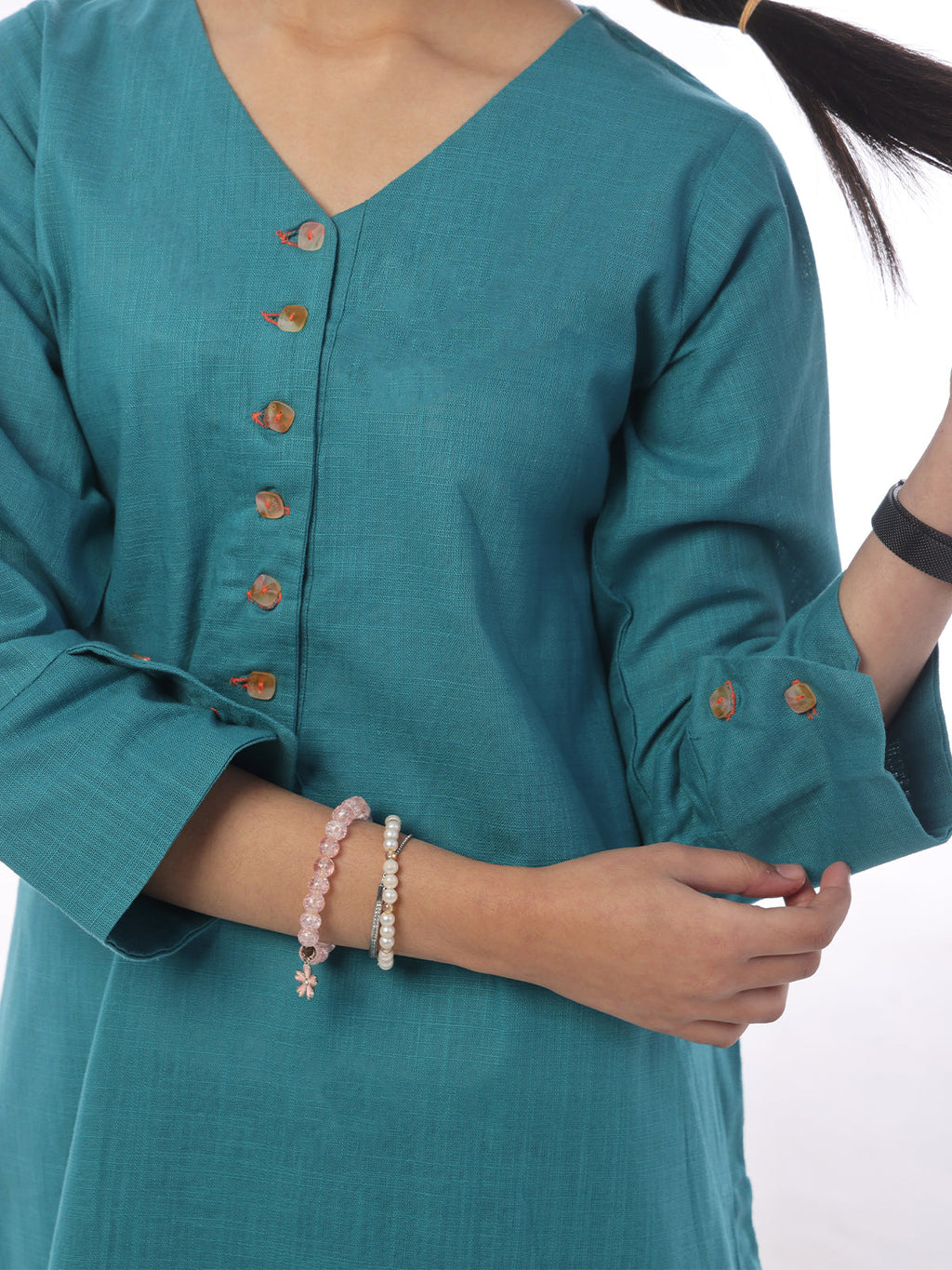 2Pc Dyed Pret Shirt Trouser Khaddar Ferozi - OG2P-2408009