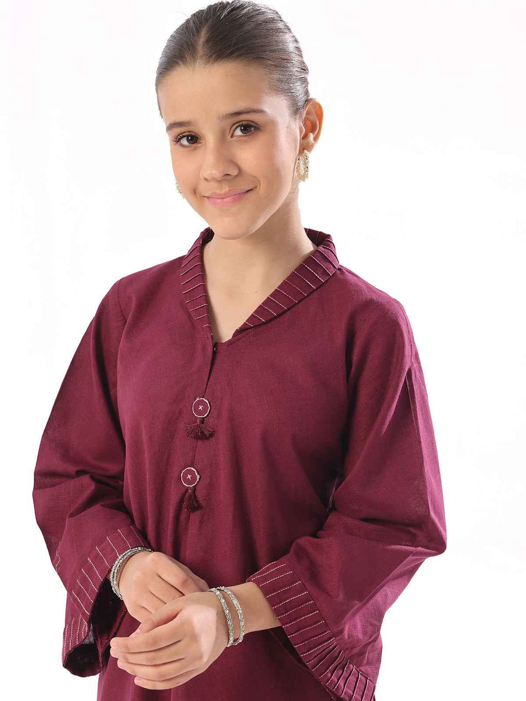 2Pc Dyed Pret Shirt Trouser Khaddar Dark Purple - OG2P-2408010