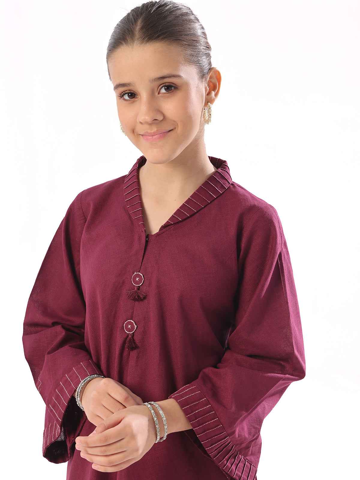2Pc Dyed Pret Shirt Trouser Khaddar Dark Purple - OG2P-2408010