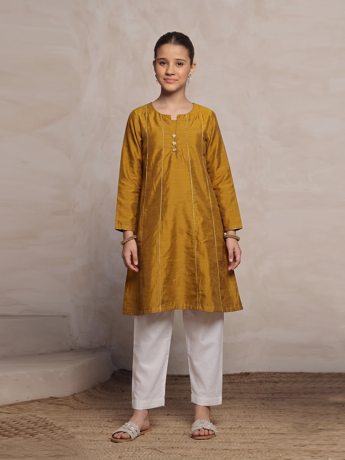 1Pc Dyed Pret Kurti Mustard - OGKTG-25079