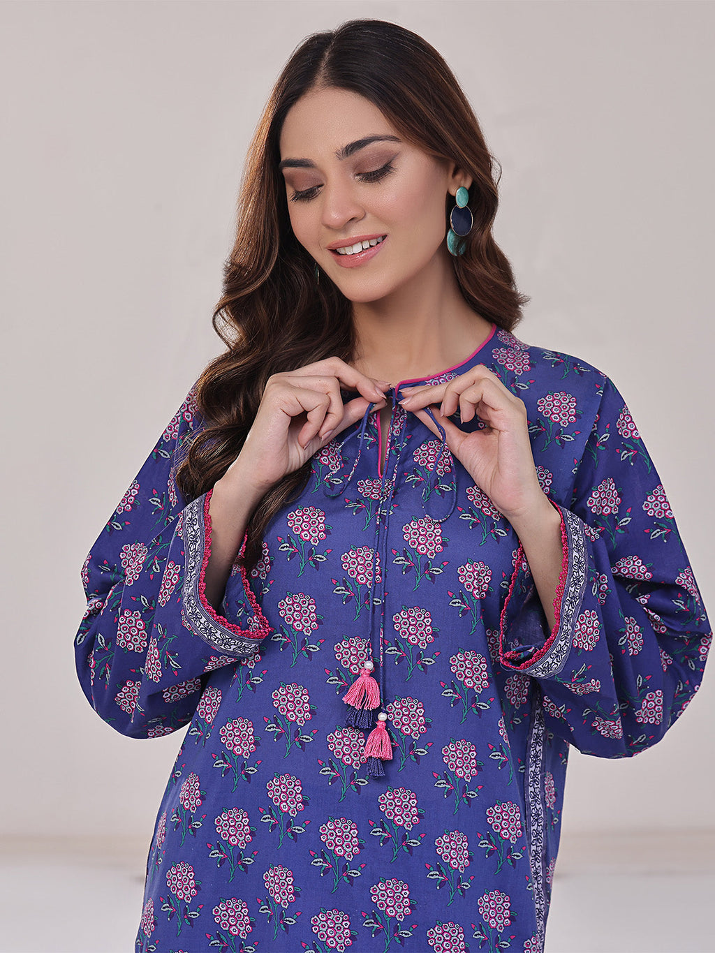 2Pc Printed Pret Shirt Trouser Lawn Blue - OW2P-2401033