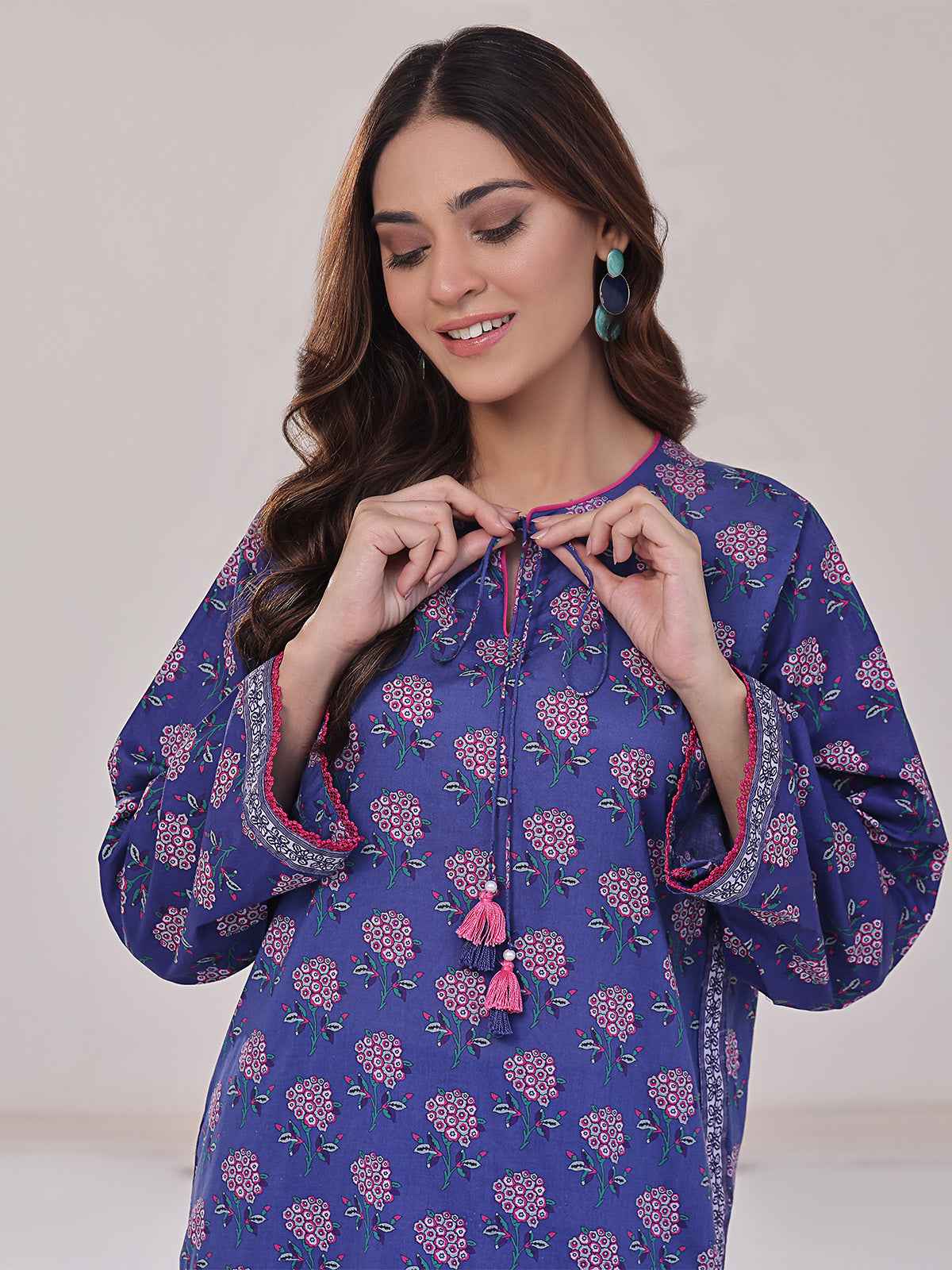 2Pc Printed Pret Shirt Trouser Lawn Blue - OW2P-2401033