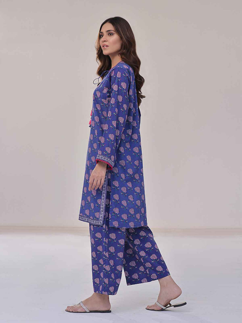 2Pc Printed Pret Shirt Trouser Lawn Blue - OW2P-2401033