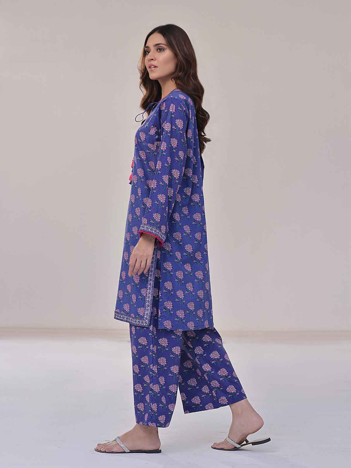 2Pc Printed Pret Shirt Trouser Lawn Blue - OW2P-2401033