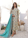 2Pc Printed Pret Shirt Dupatta Lawn Beige & Ferozi - OW2PG-2310030