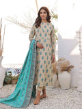 2Pc Printed Pret Shirt Dupatta Lawn Beige & Ferozi - OW2PG-2310030