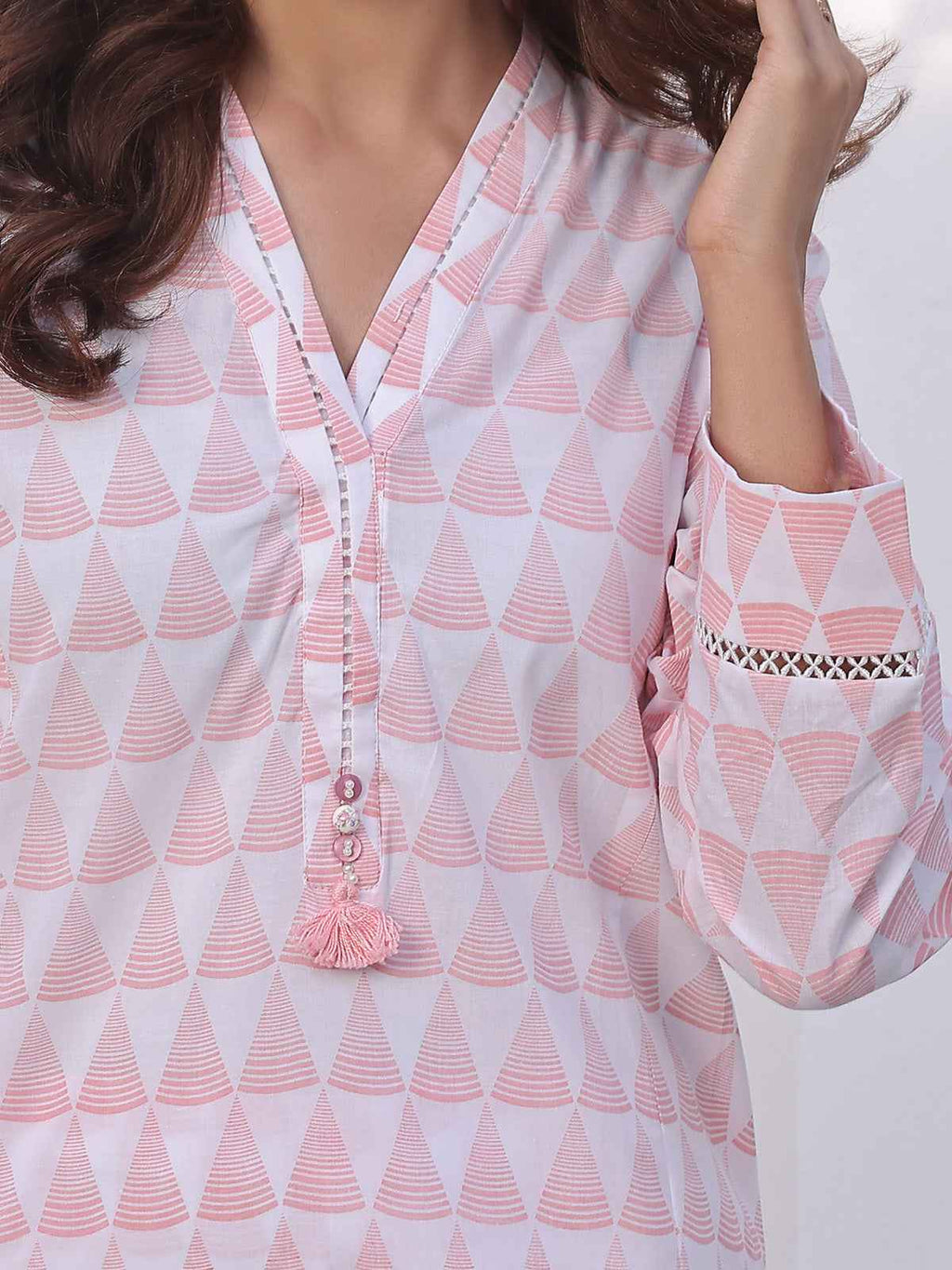 3Pc Printed Suit Pret Lawn White & Pink - OW3PG-2310014