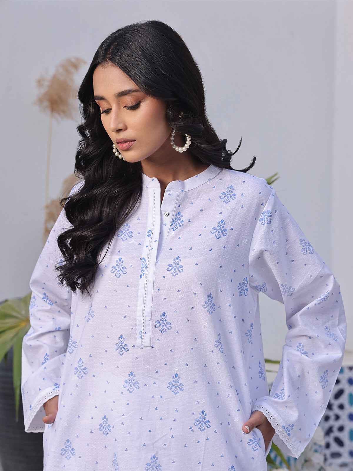 1Pc Printed Pret Kurti Dobby - OWKTG-2310008