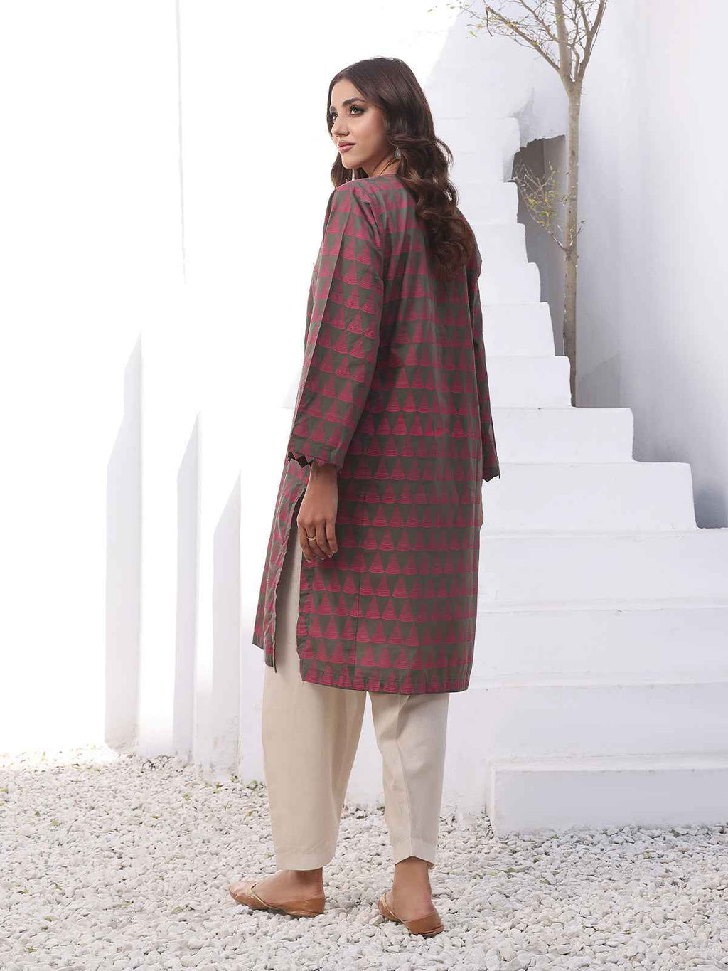1Pc Printed Pret Kurti Lawn Mehndi - OWKTG-2310011
