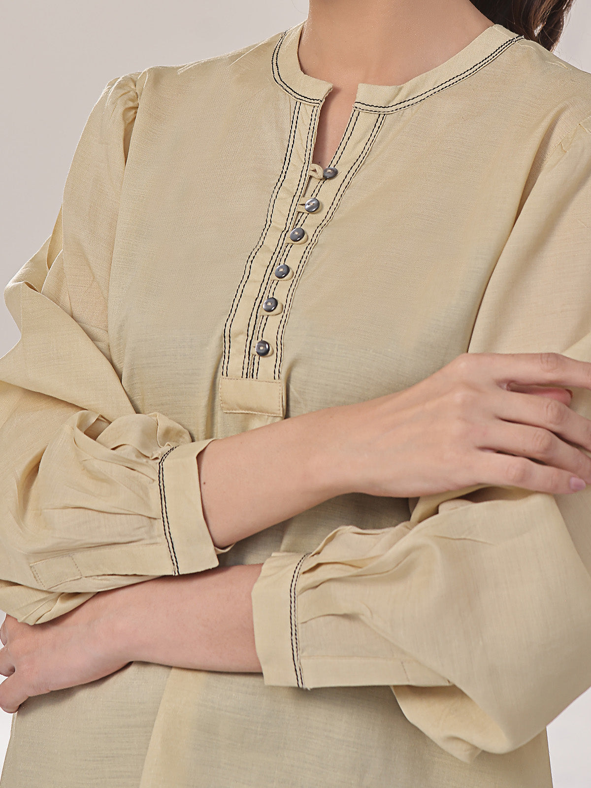 1Pc Solid Fusion Top Cotton Mehndi - OWTPG-2309023