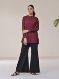 1Pc Solid Fusion Top Cotton Maroon - OWTPG-2309025