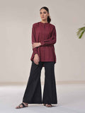 1Pc Solid Fusion Top Cotton Maroon - OWTPG-2309025