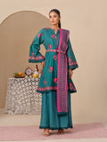 2Pc Printed Unstitched Dobby Dark Green - OLED2P-6195-A