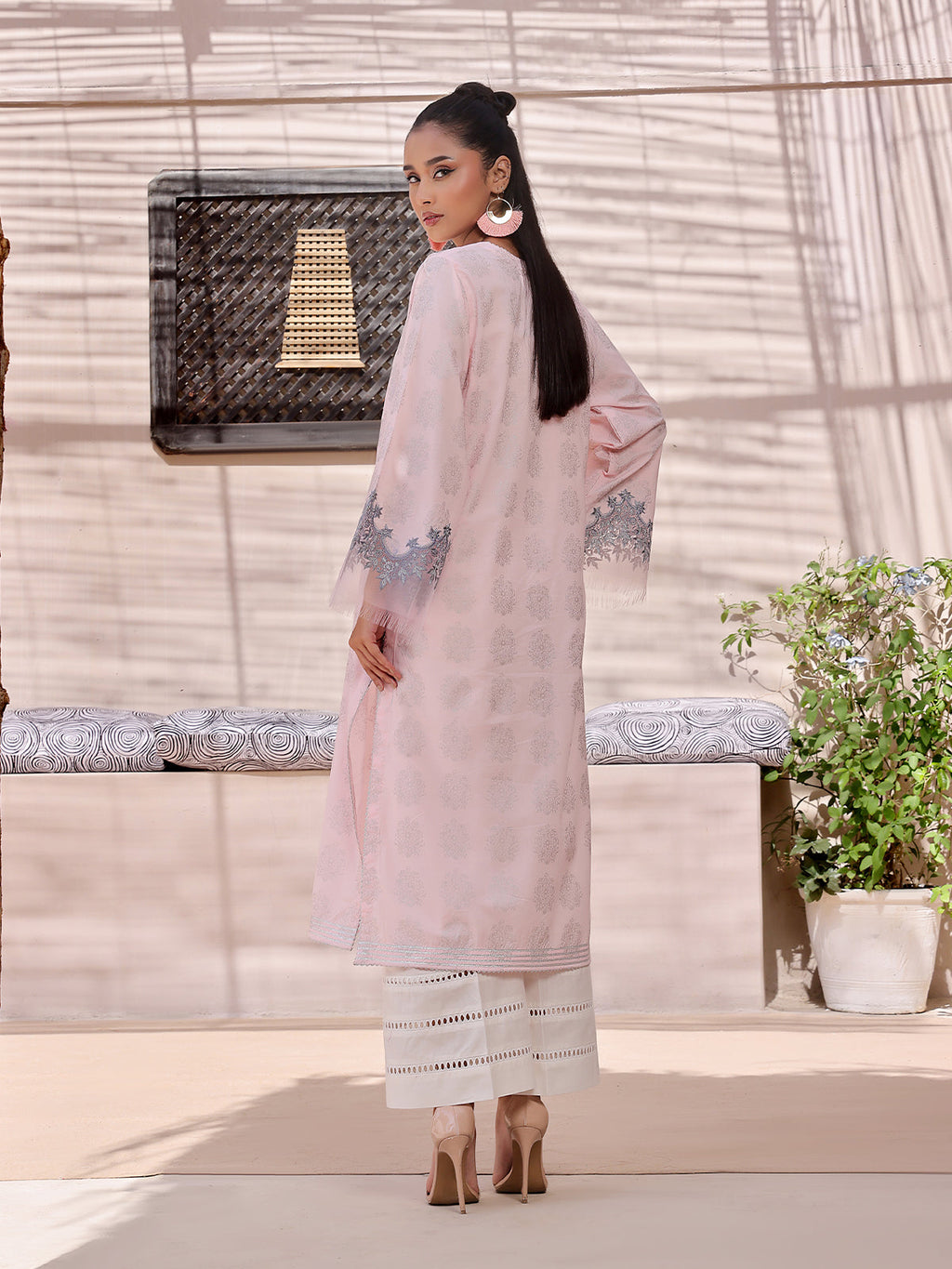 1Pc Embroidered Unstitched Lawn Pink - OLEKS-6227-A