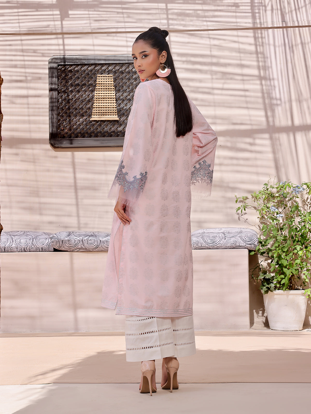 1Pc Embroidered Unstitched Lawn Pink - OLEKS-6227-A