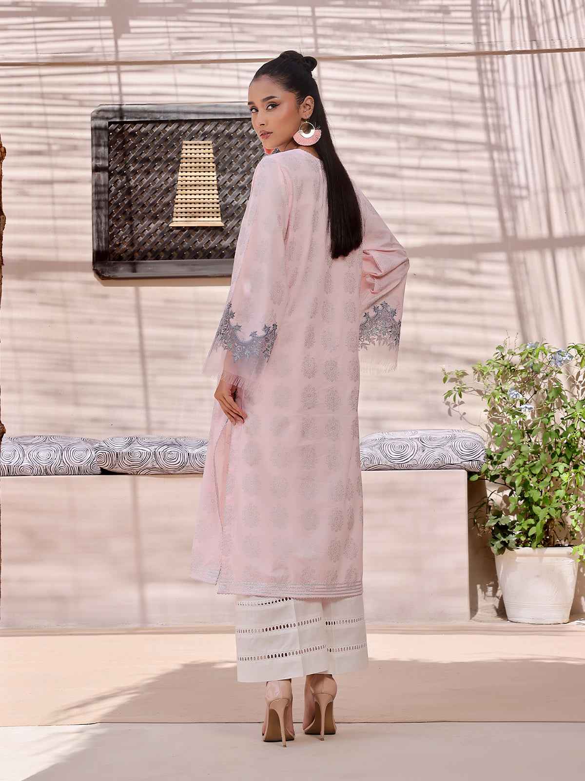 1Pc Embroidered Unstitched Lawn Pink - OLEKS-6227-A
