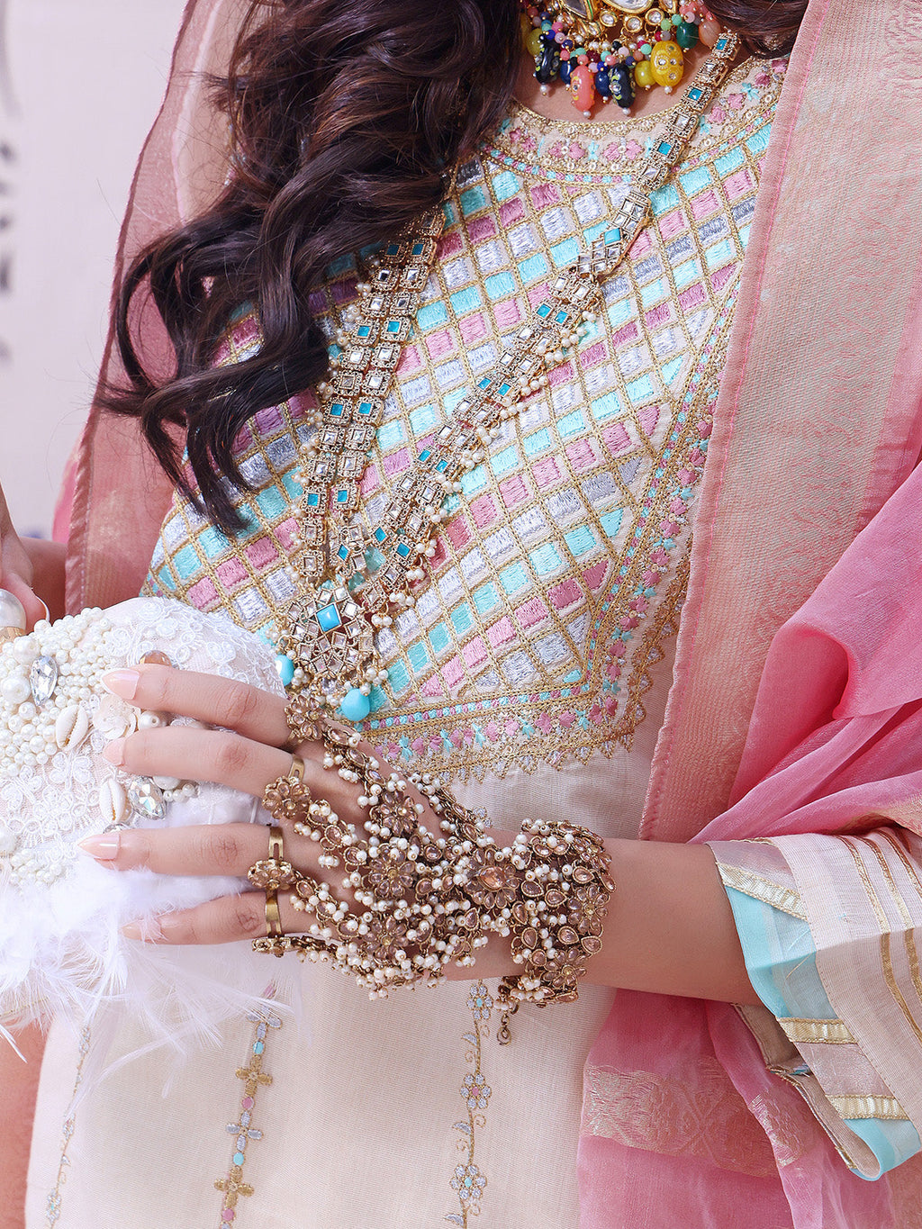 3Pc Embroidered Unstitched Masoori Beige - OWMEJ3P-17003-A