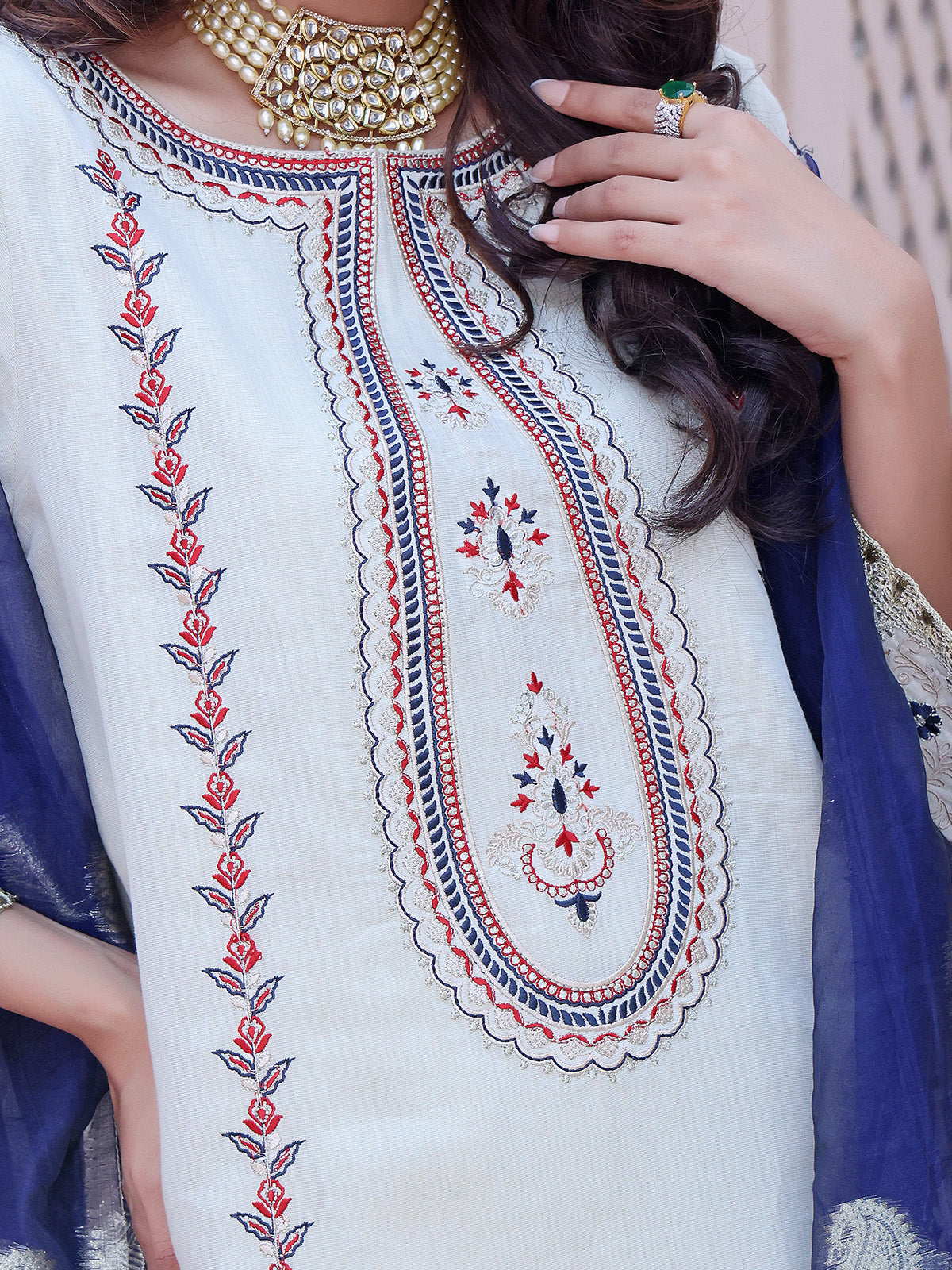 3Pc Embroidered Unstitched Masoori Pista - OWMEJ3P-17005-A