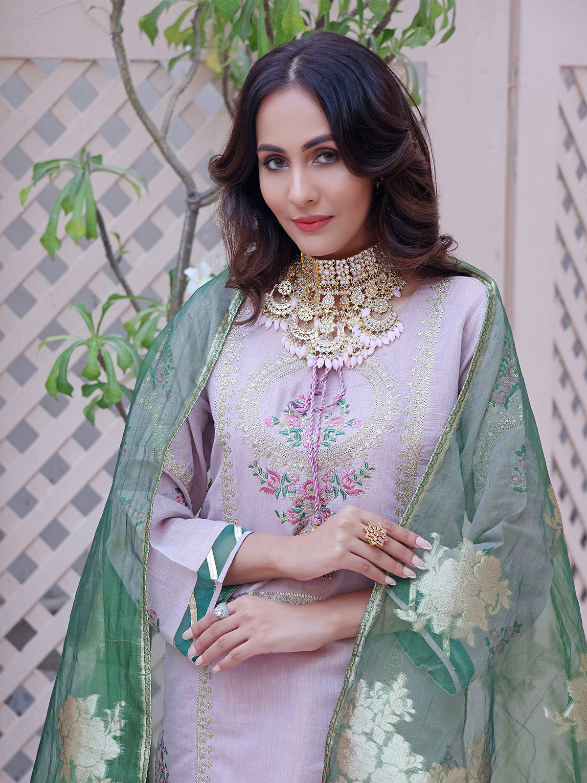 3Pc Embroidered Unstitched Masoori Purple - OWMEJ3P-17006-A