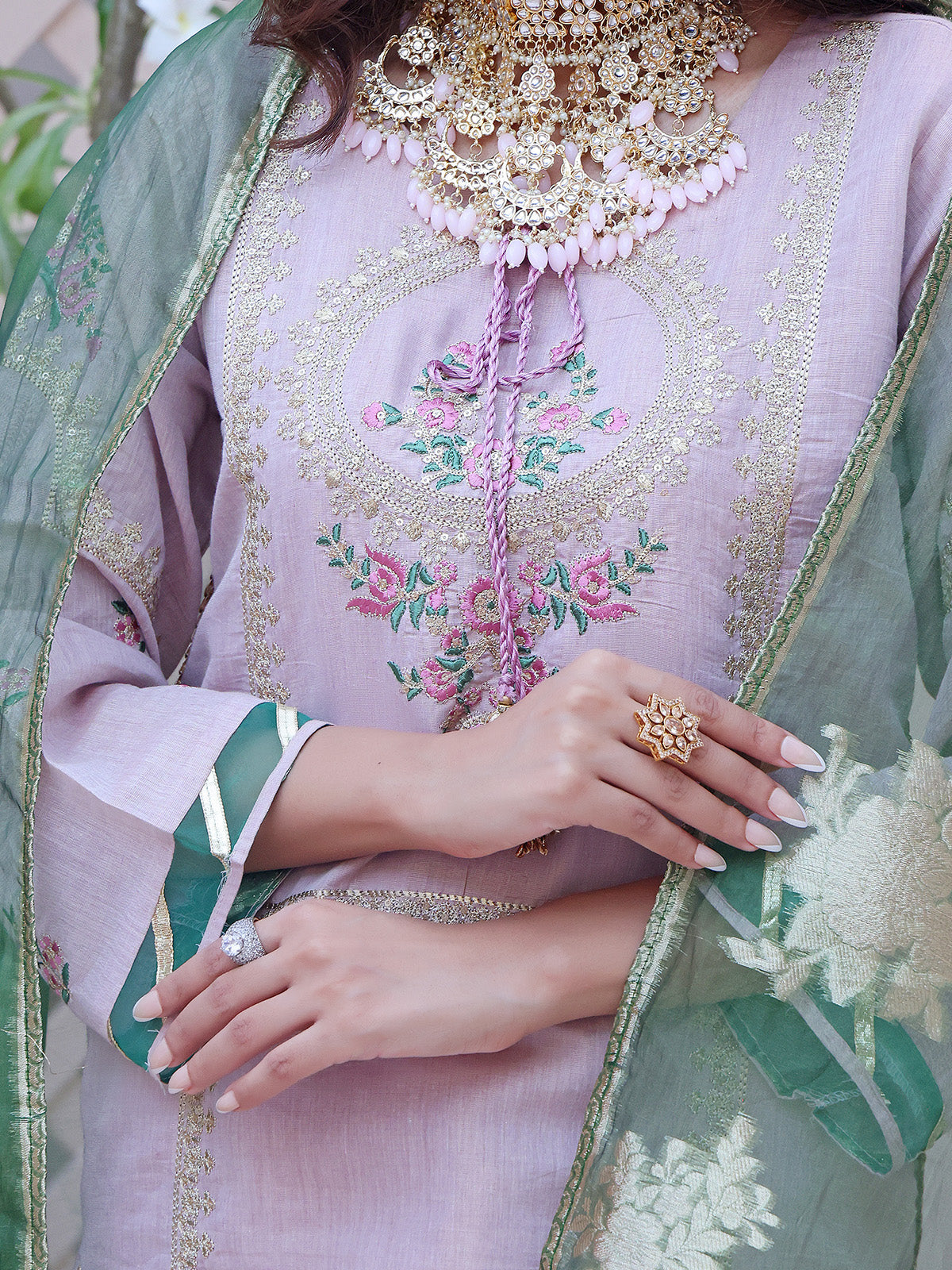 3Pc Embroidered Unstitched Masoori Purple - OWMEJ3P-17006-A