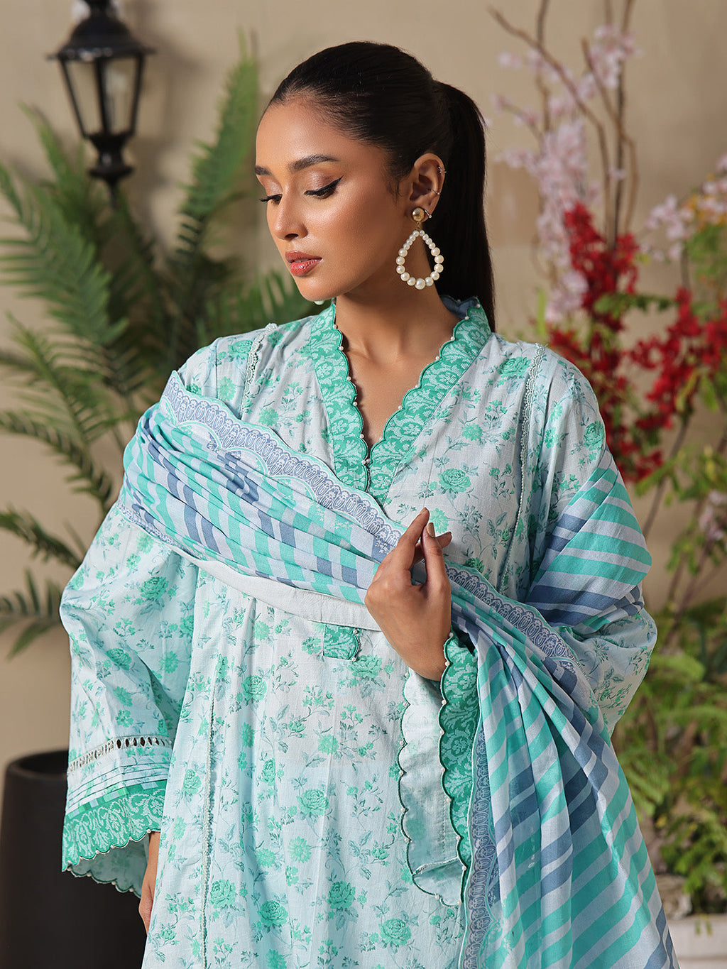 2Pc Printed Unstitched Dobby S Green - OLD2P-6210-A