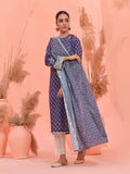 2Pc Printed Unstitched Lawn Blue - OL2P-6158-A