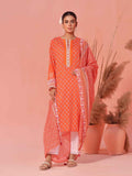 2Pc Printed Unstitched Lawn Orange - OL2P-6158-B