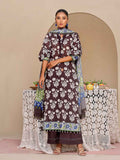 2Pc Printed Unstitched Shirt Dupatta Lawn Black - OL2P-6193-A-1