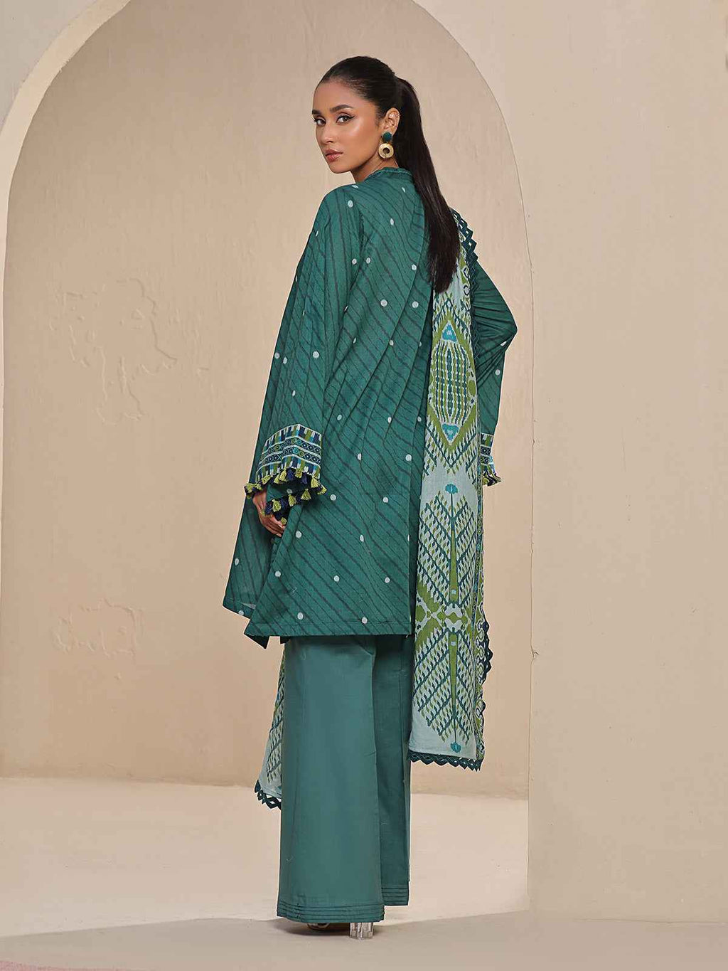 2Pc Printed Unstitched Lawn Dark Green - OL2P-6212-B-1