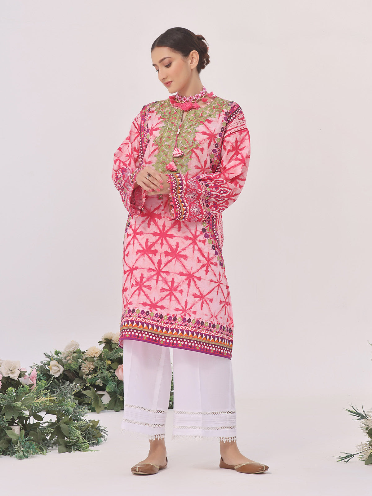 1Pc Embroidered Unstitched Lawn Red - OLEK-6130-A