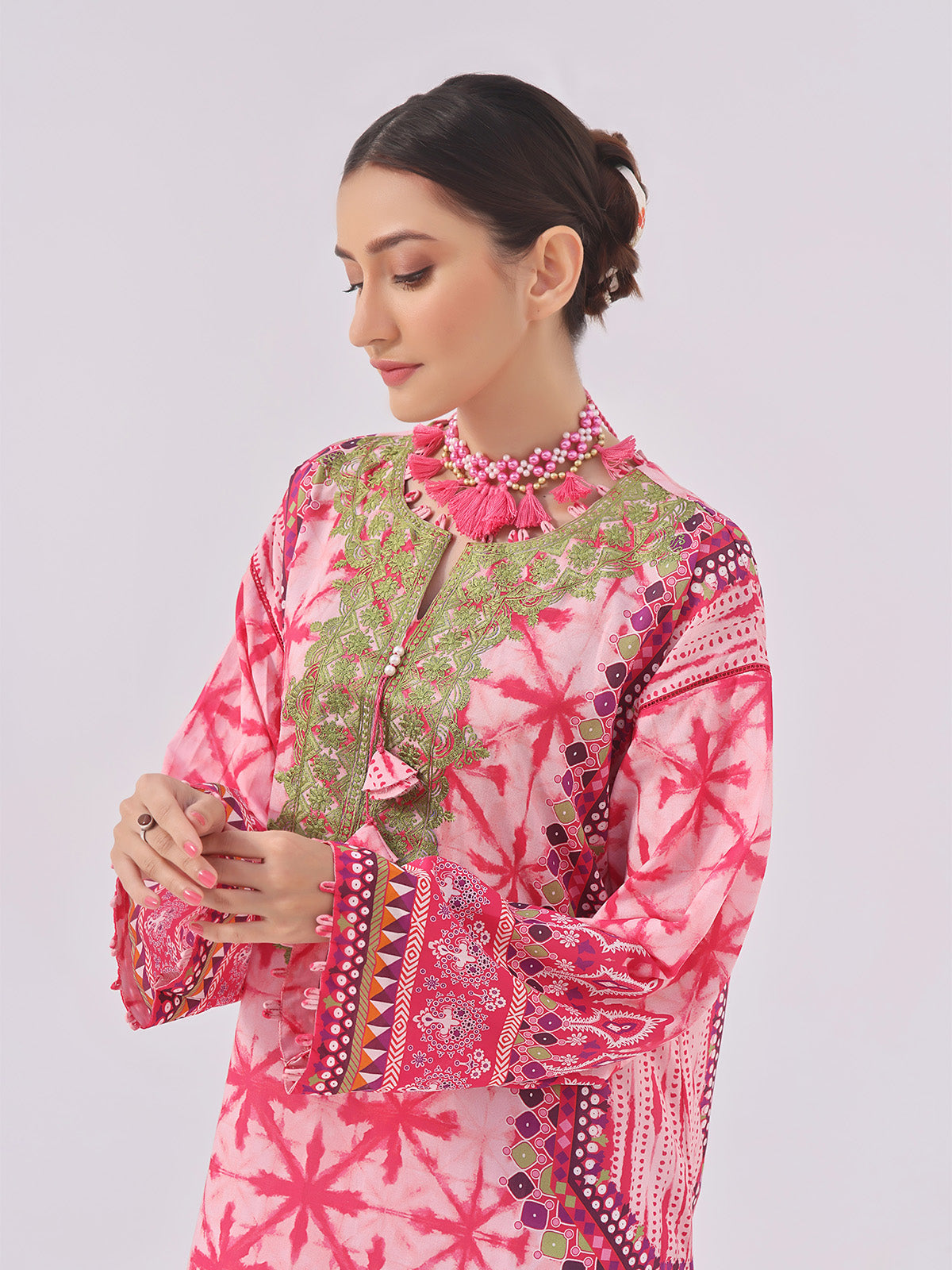 1Pc Embroidered Unstitched Lawn Red - OLEK-6130-A