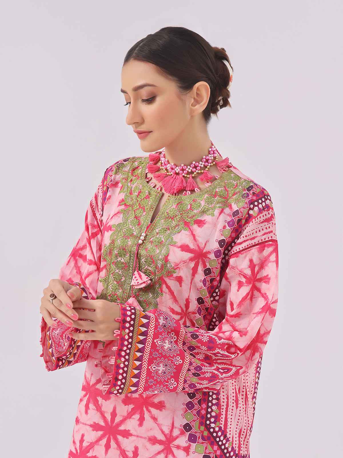 1Pc Embroidered Unstitched Lawn Red - OLEK-6130-A