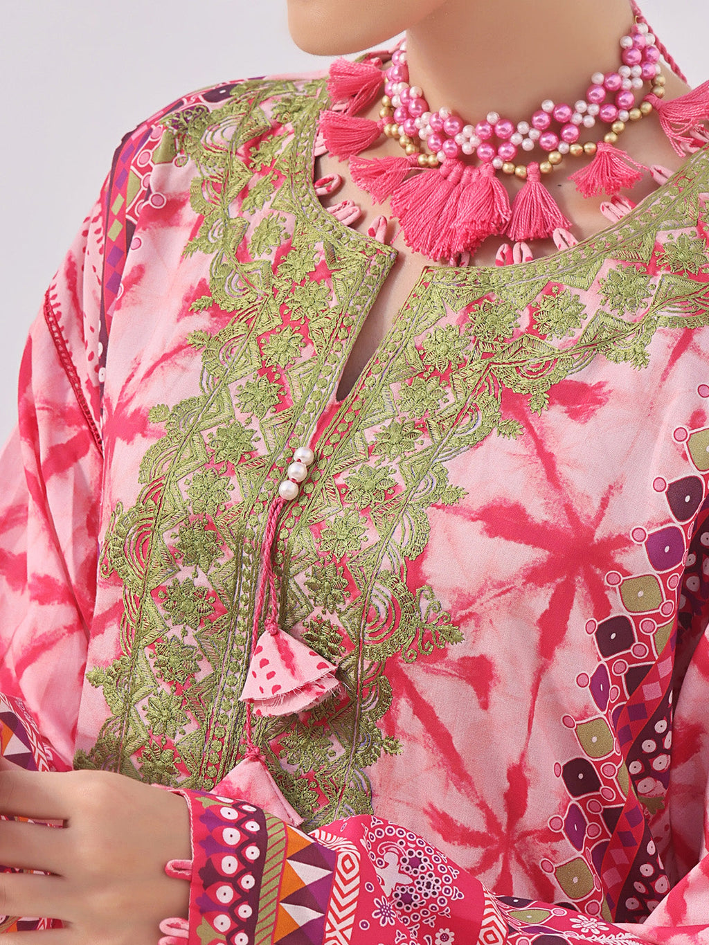 1Pc Embroidered Unstitched Lawn Red - OLEK-6130-A