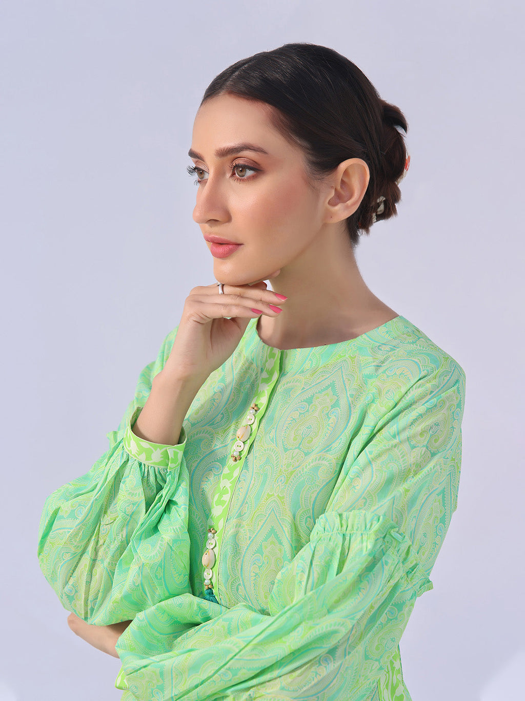 1Pc Printed Unstitched Lawn Green - OLK-6149-A