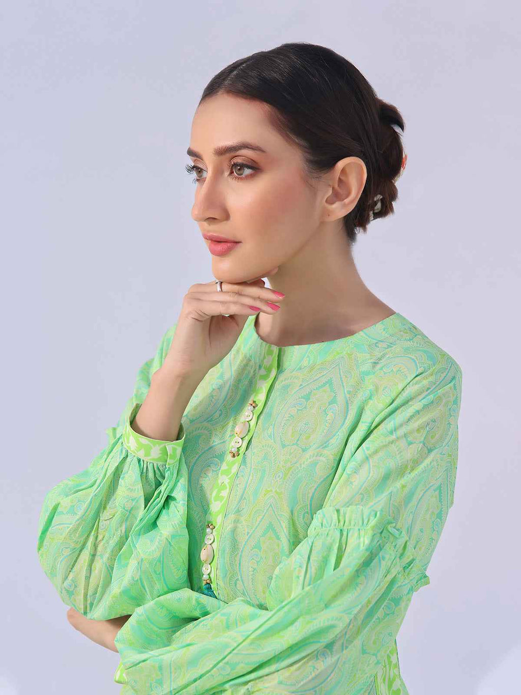 1Pc Printed Unstitched Lawn Green - OLK-6149-A