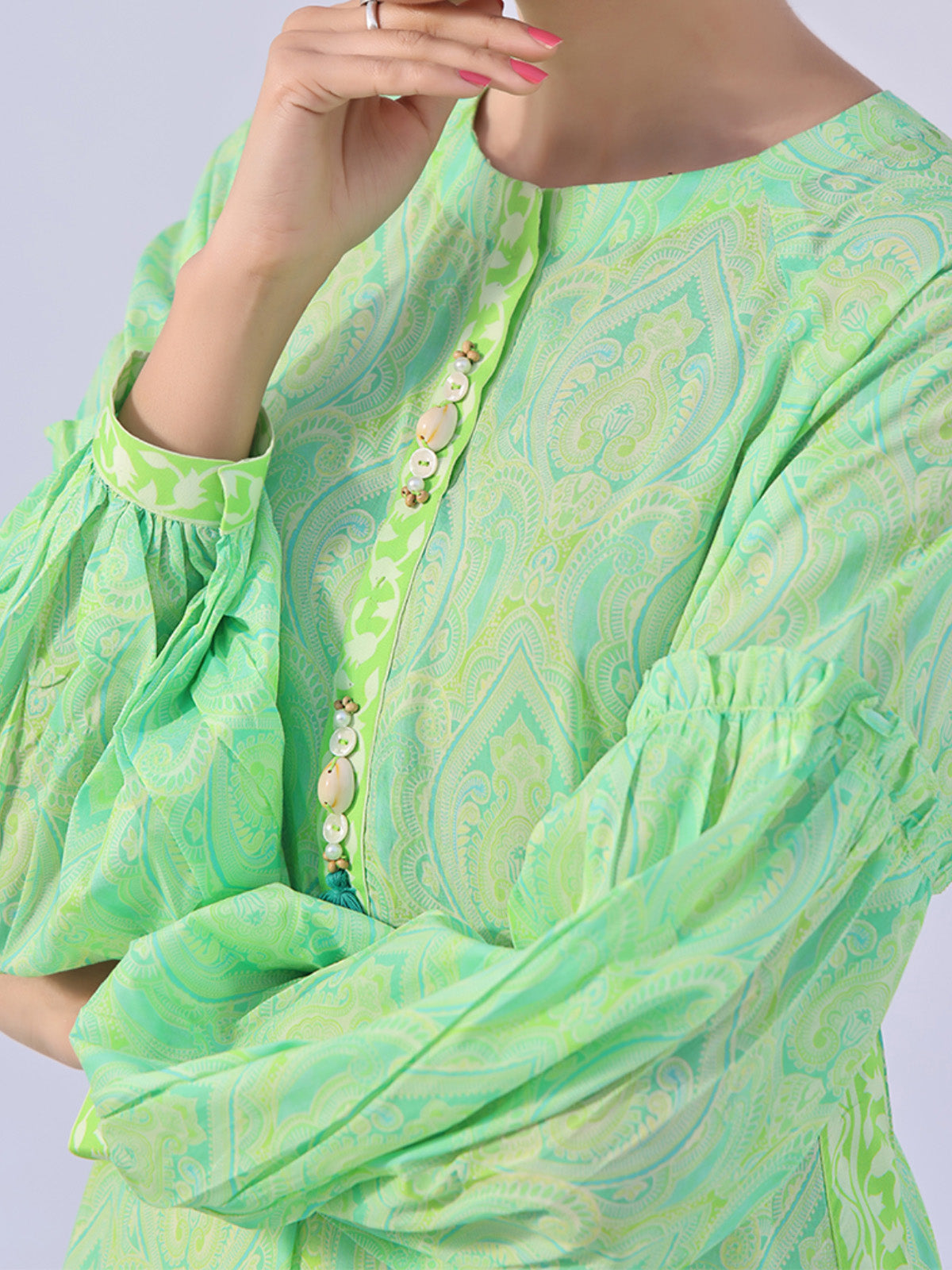 1Pc Printed Unstitched Lawn Green - OLK-6149-A