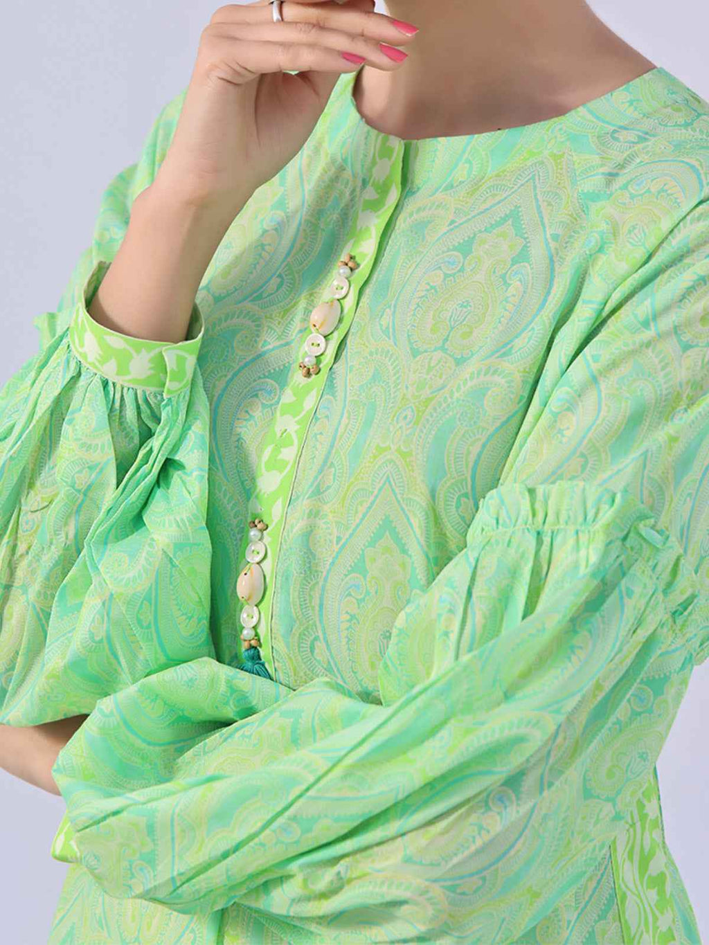 1Pc Printed Unstitched Lawn Green - OLK-6149-A