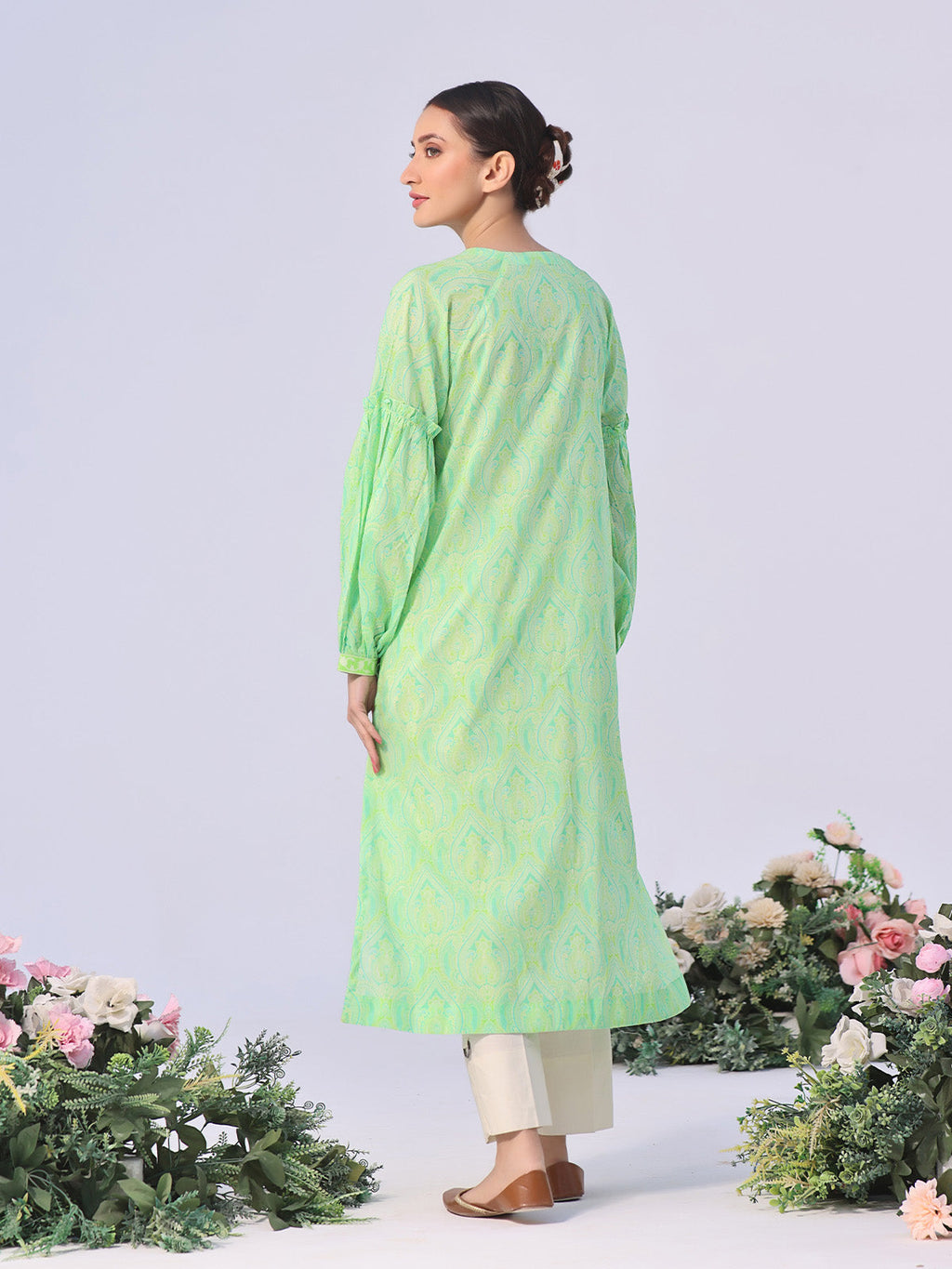 1Pc Printed Unstitched Lawn Green - OLK-6149-A