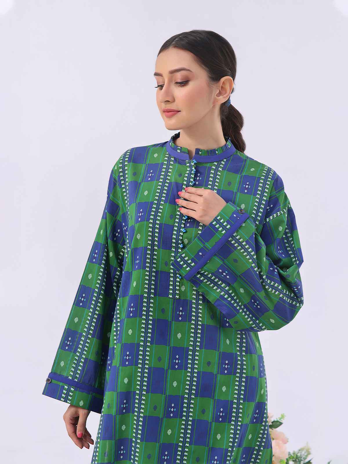 1Pc Printed Unstitched Lawn Blue - OLK-6150-A