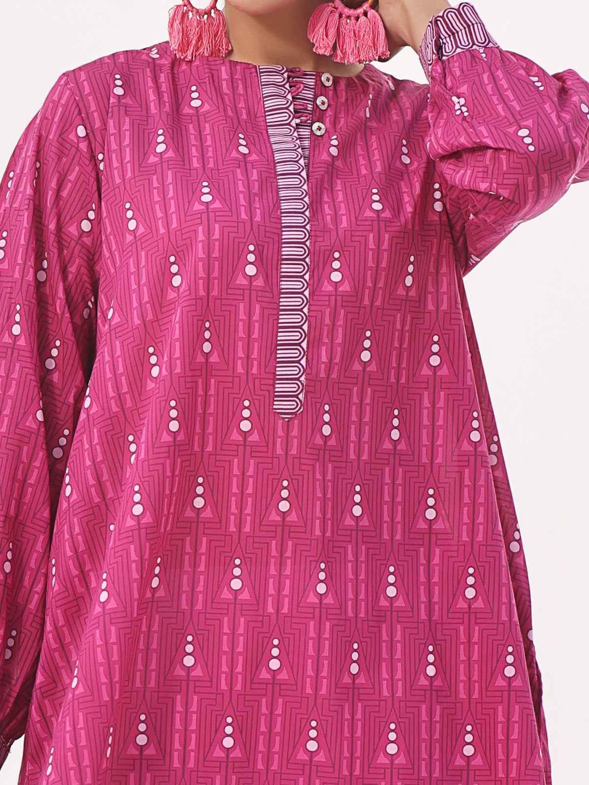 1Pc Printed Unstitched Lawn Magenta - OLK-6154-A