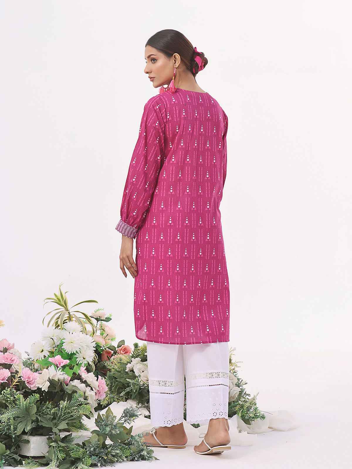 1Pc Printed Unstitched Lawn Magenta - OLK-6154-A