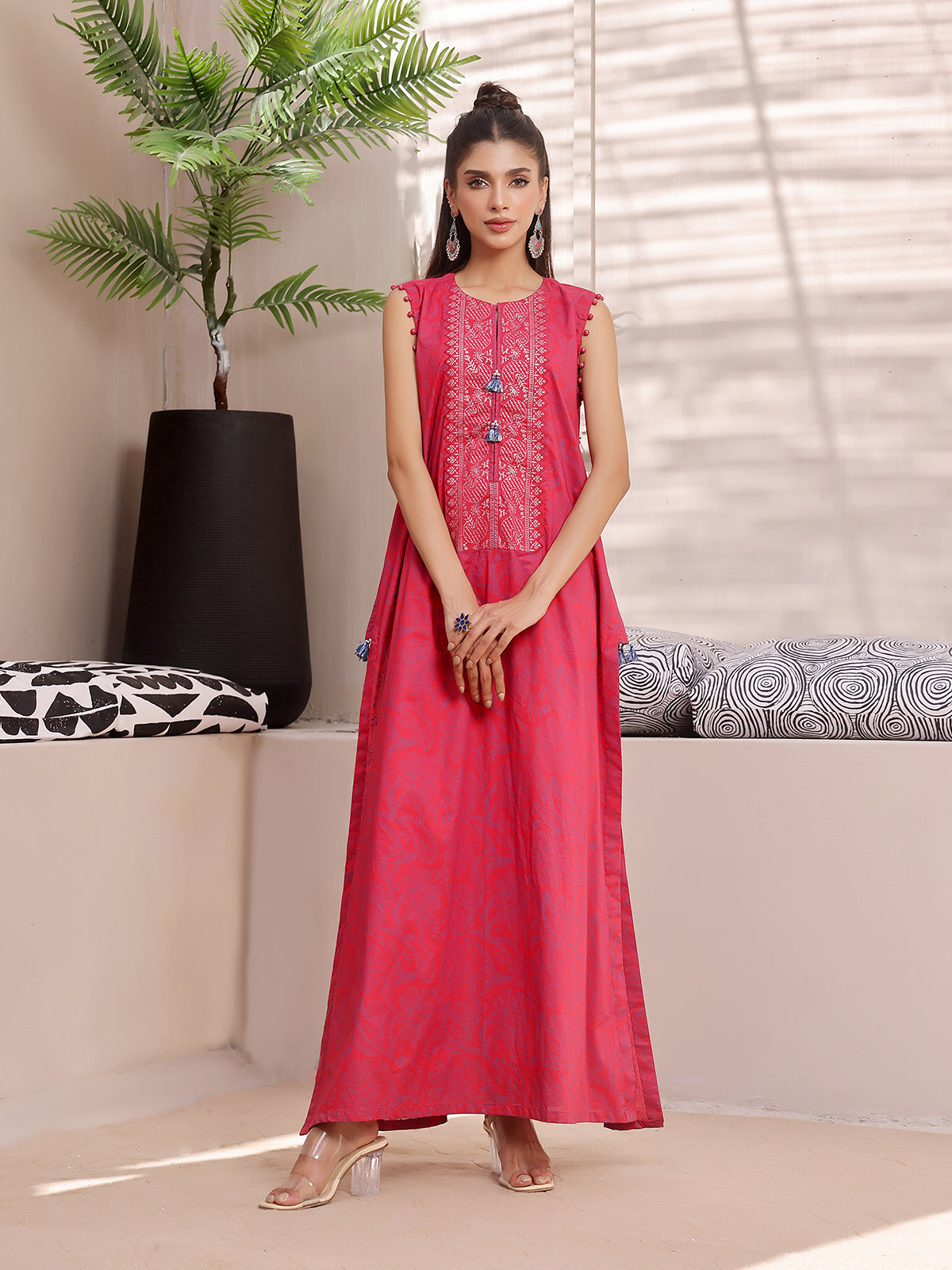 1Pc Printed Unstitched Lawn Red - OLKS-6216-A