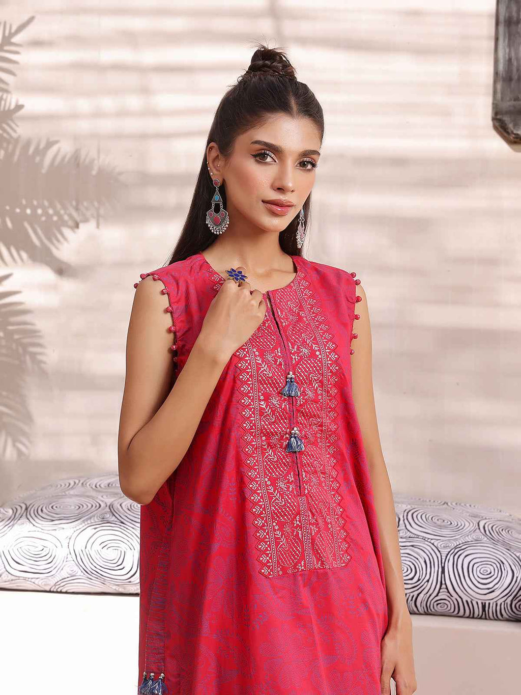 1Pc Printed Unstitched Lawn Red - OLKS-6216-A