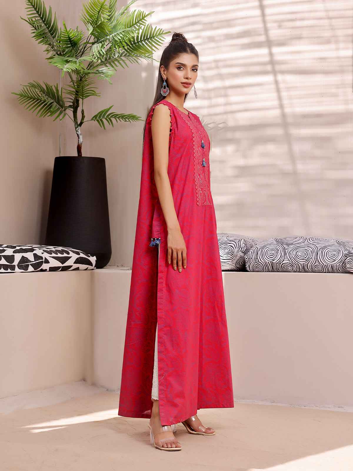 1Pc Printed Unstitched Lawn Red - OLKS-6216-A